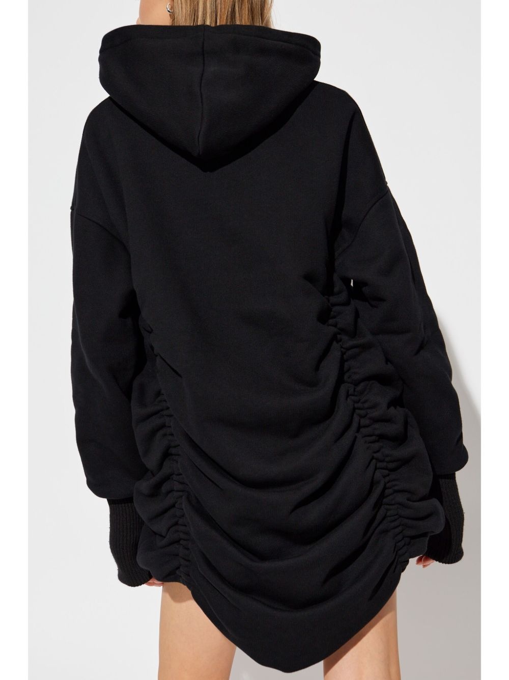 draped hooded sweatshirt dress - 4