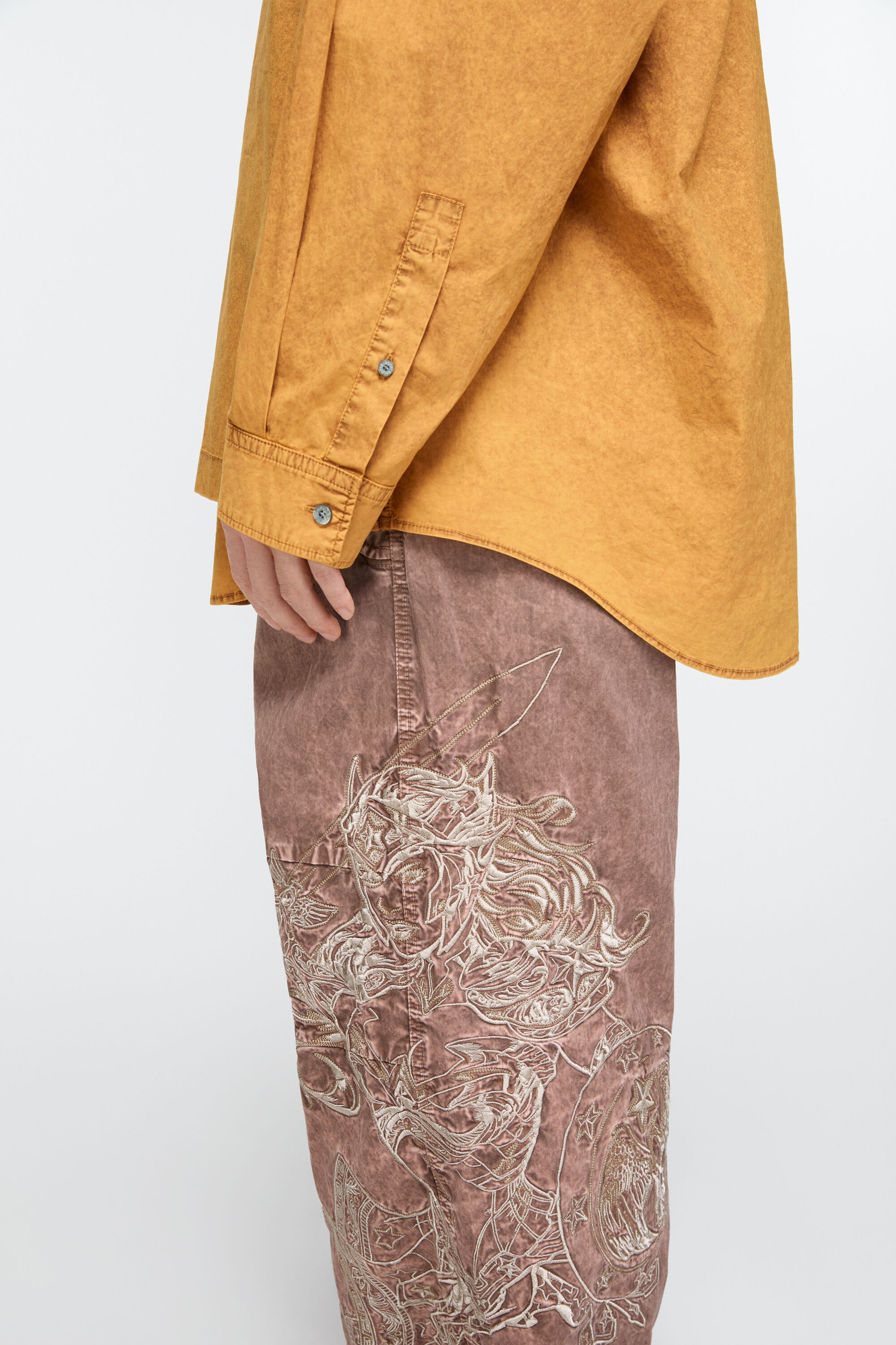 Hooded button-up shirt - Yellow/brown - 3