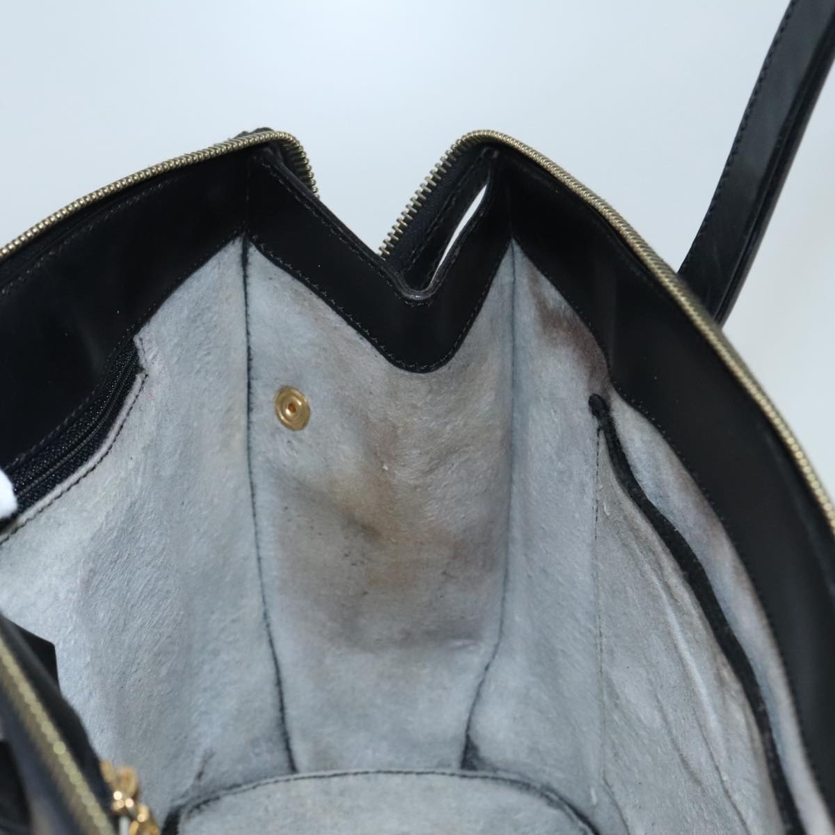 CELINE Macadam Canvas Hand Bag Pvc Leather Black Gold - 11