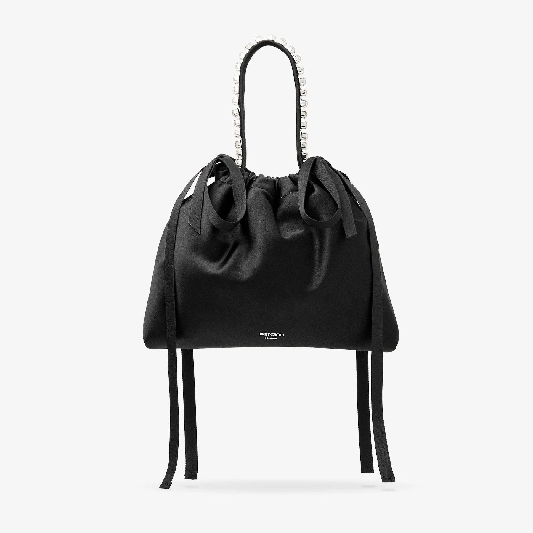 Drawstring Mini Top Handle
Black Satin Mini Shoulder Bag - 1