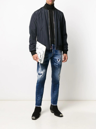 DSQUARED2 distressed splatter-effect skinny jeans outlook