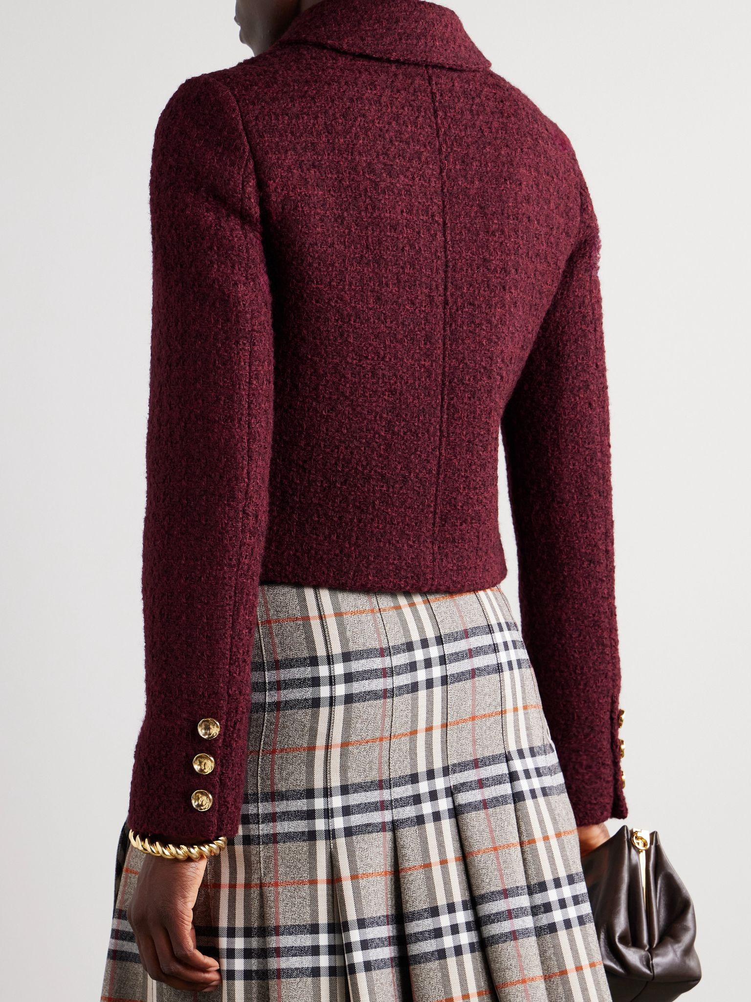 Astley cropped tweed jacket Burgundy - 3