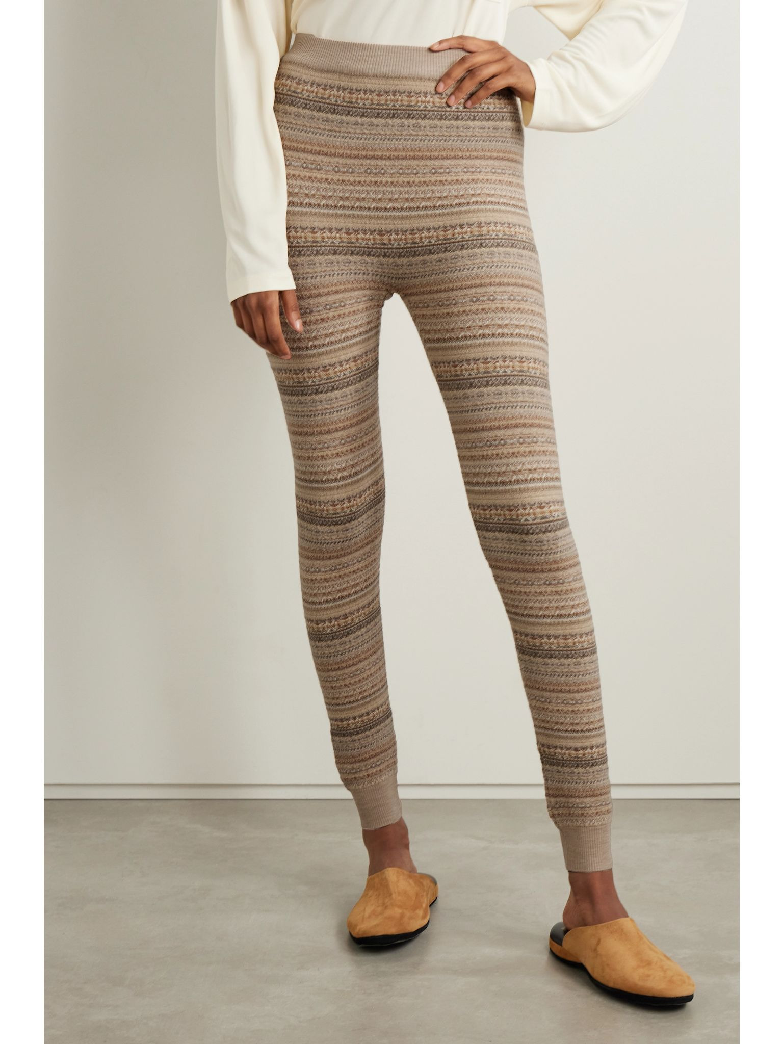 Fair Isle wool-blend tapered leggings Multi - 3