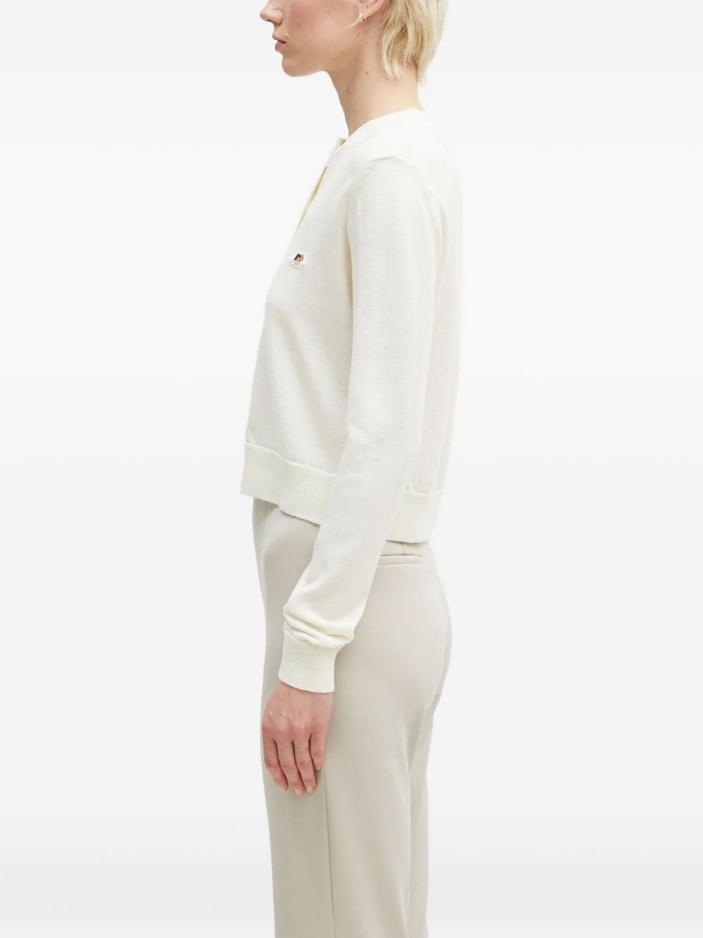 embroidered button cardigan - 3
