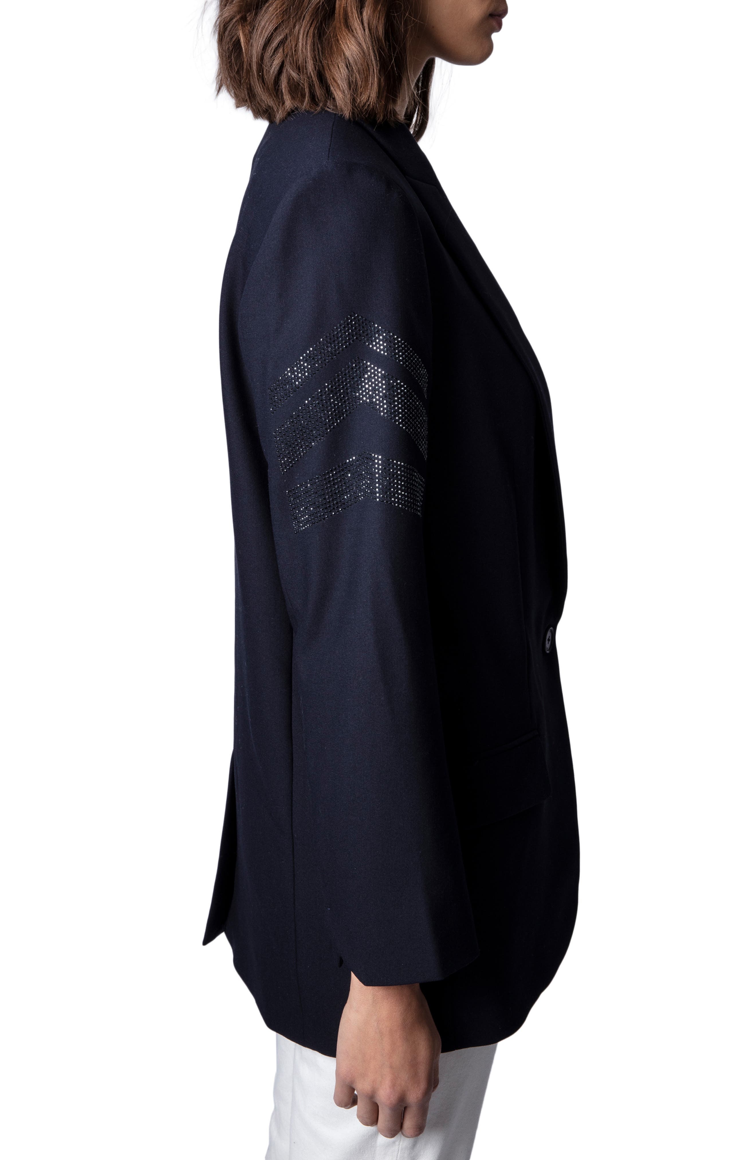 Zadig & Voltaire Viva Arrow Embellished Oversize Blazer in Encre at Nordstrom - 7