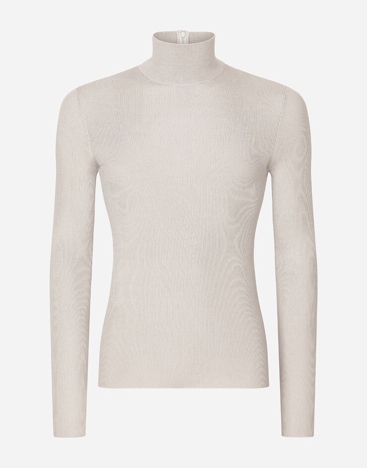 Ribbed silk turtle-neck sweater - 1