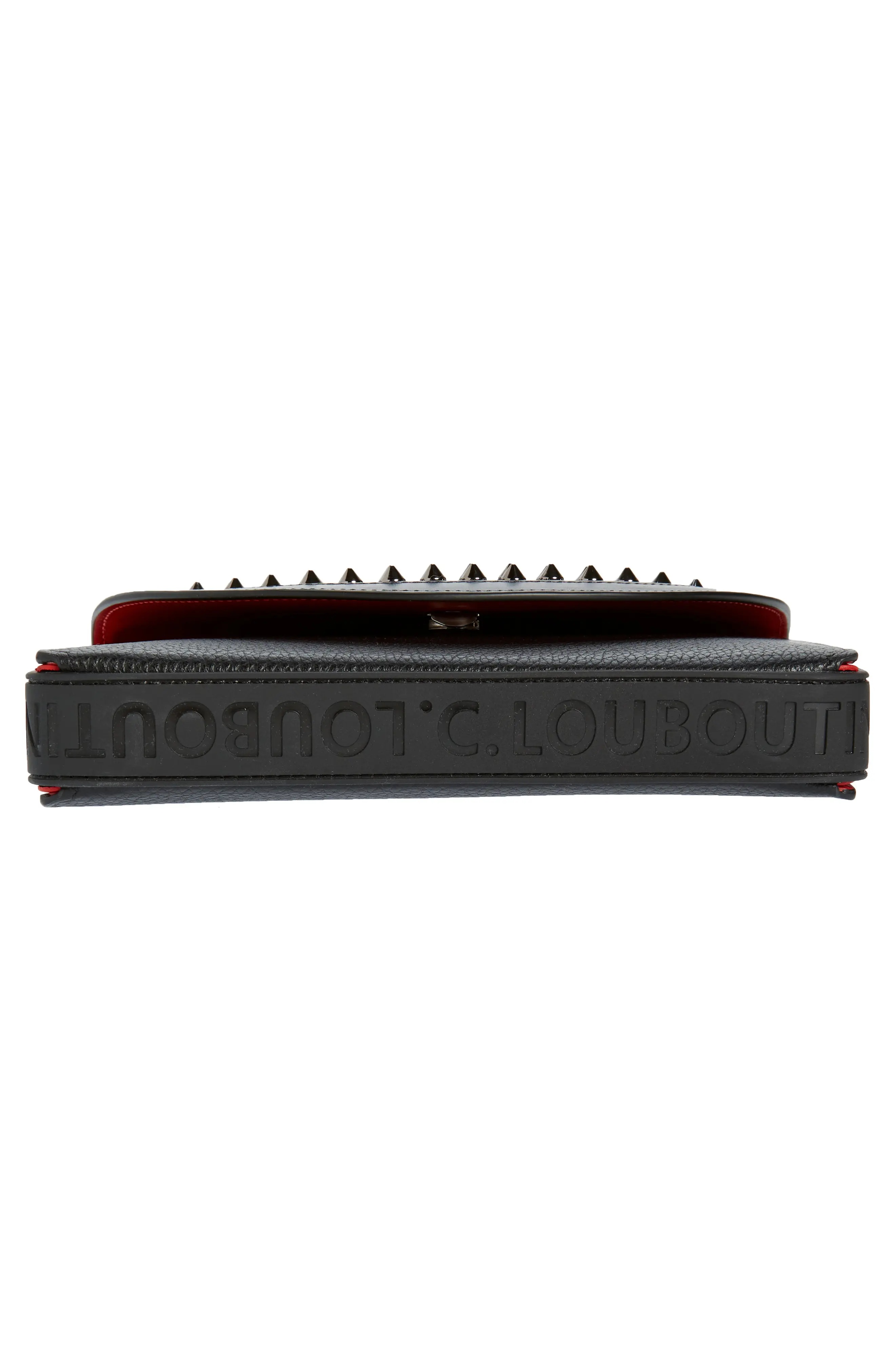 Explorafunk Spike Leather Wallet on a Strap in Black/Black/Gun Metal - 5