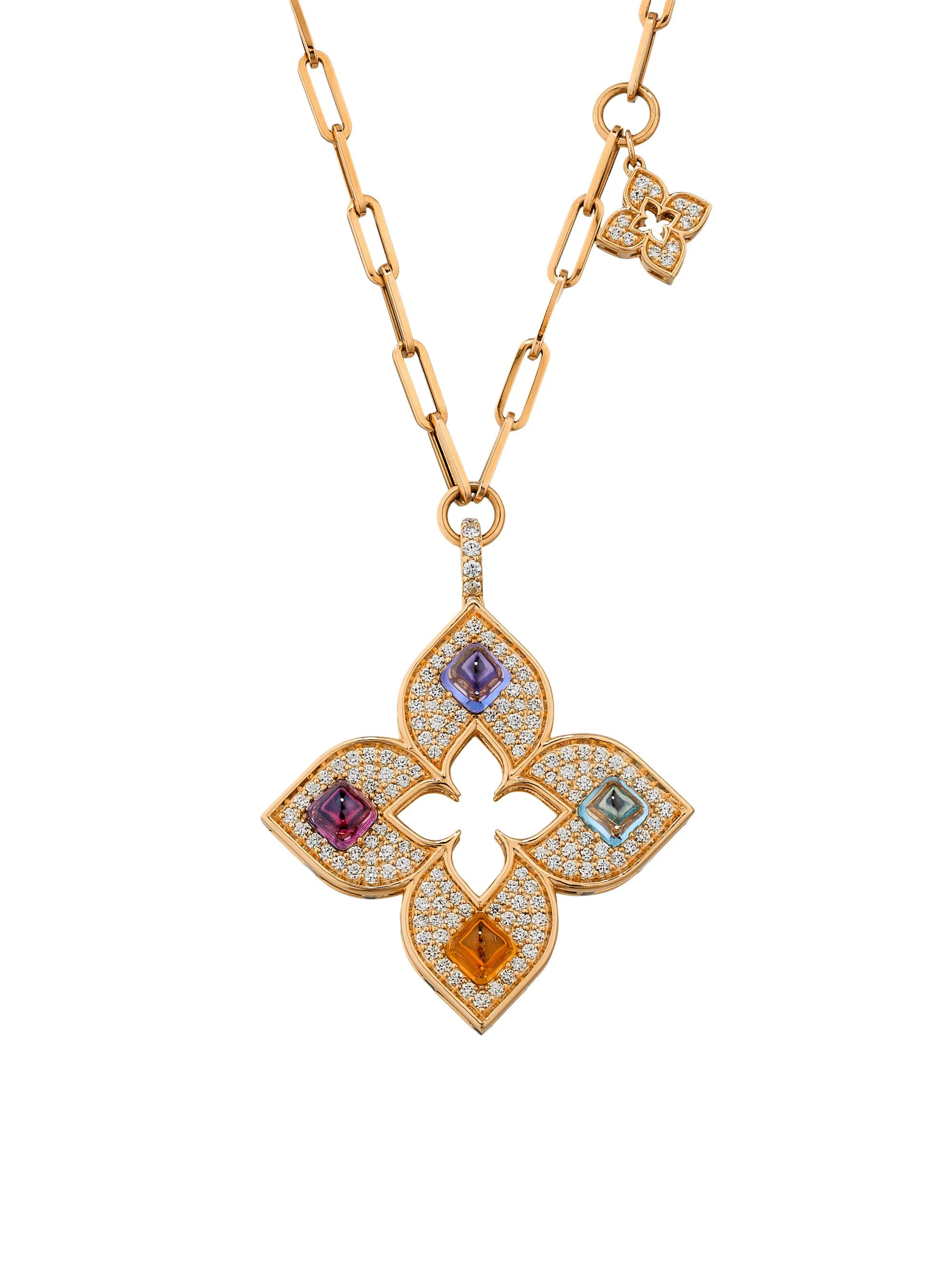 Women's Venetian Princess Carnivale 18K Rose Gold & Multi-Gemstone Flower Pendant Necklace - Rose Go - 1
