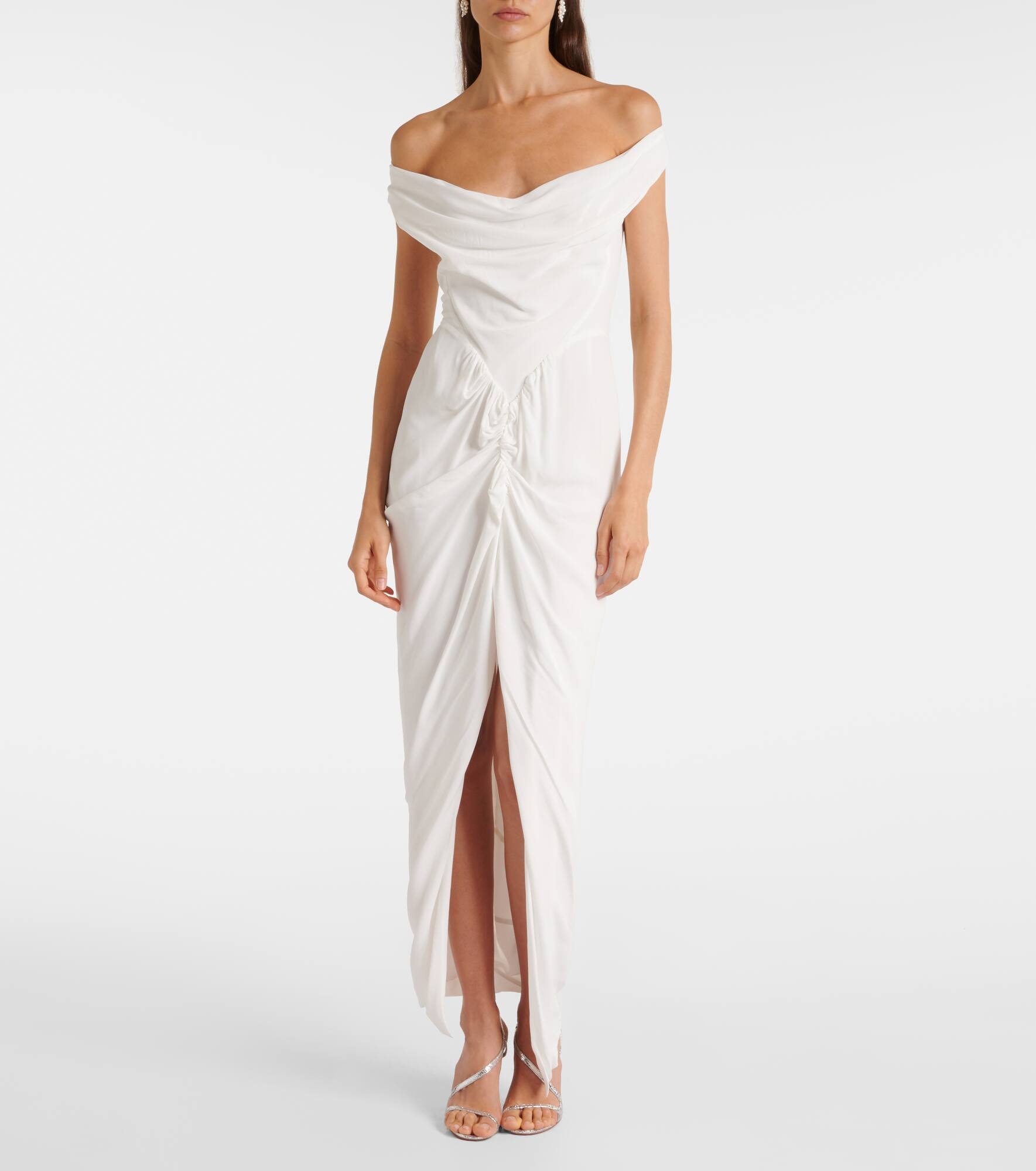 Panther gathered asymmetric maxi dress - 7