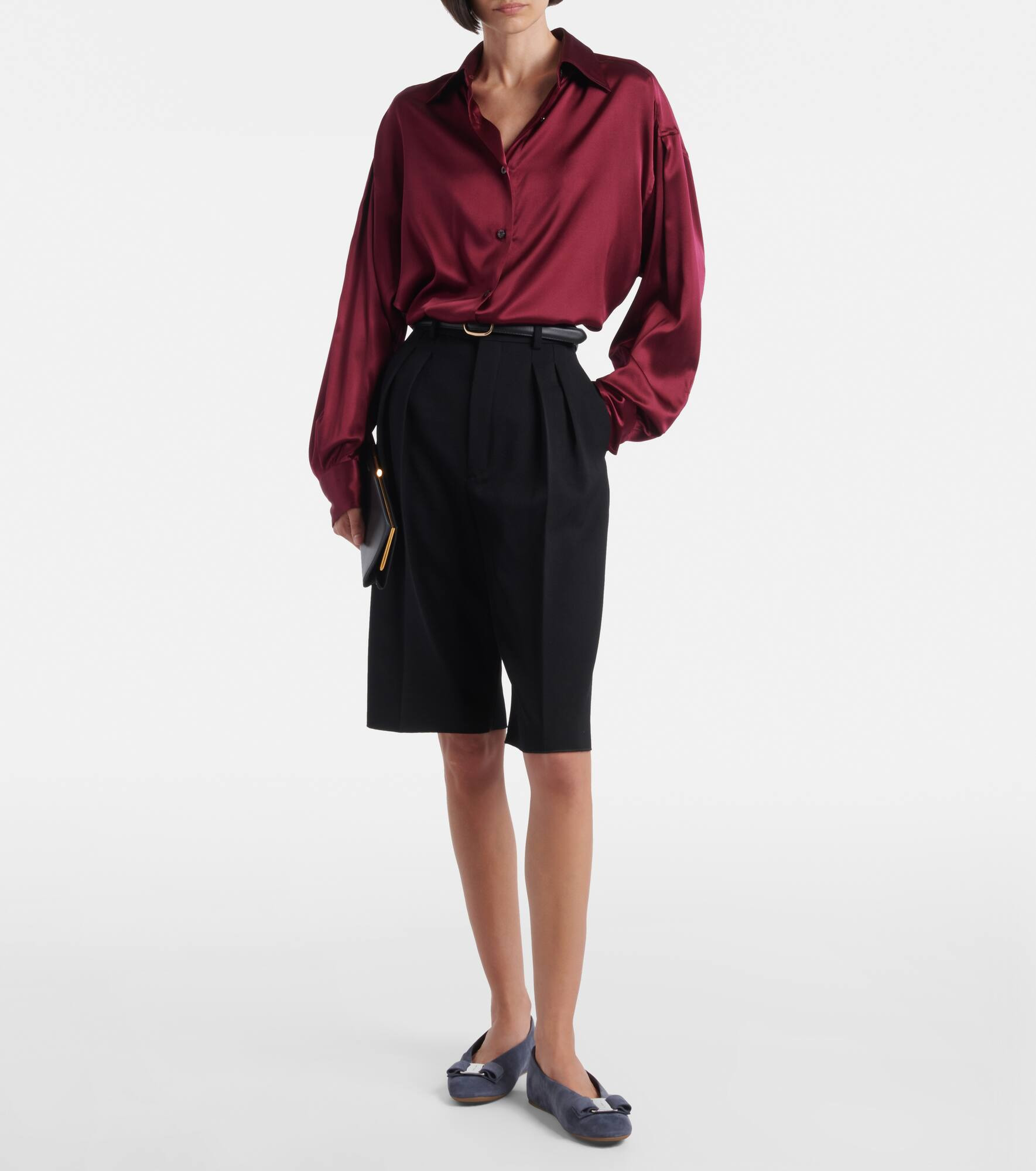 Vanna bow-detail suede ballet flats - 3