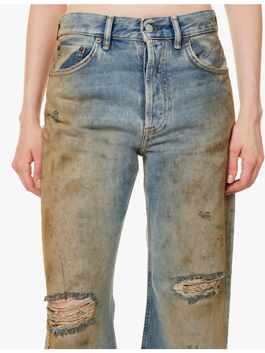 Distressed wide-leg mid-rise jeans - 5