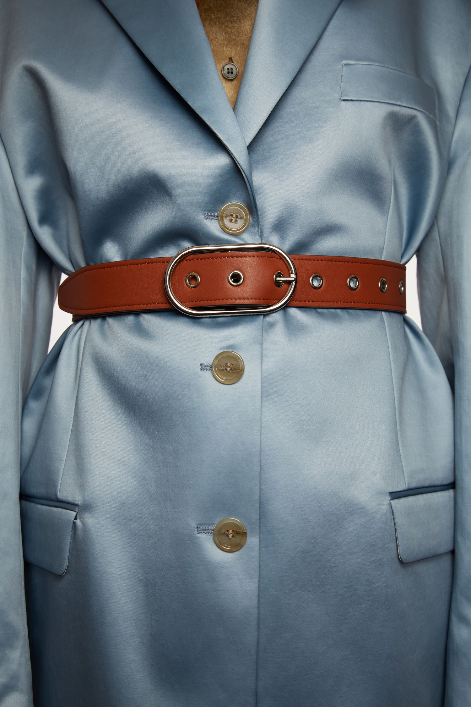Leather eyelet belt almond brown - 3