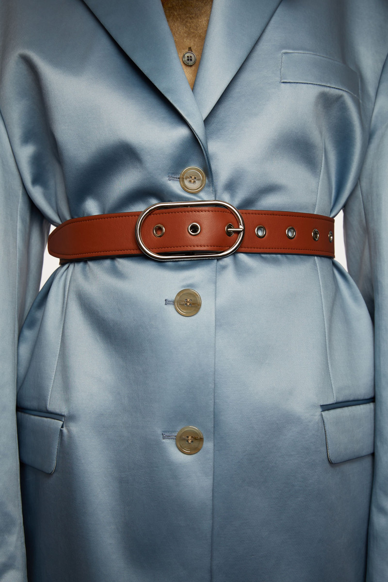 Leather eyelet belt almond brown 3