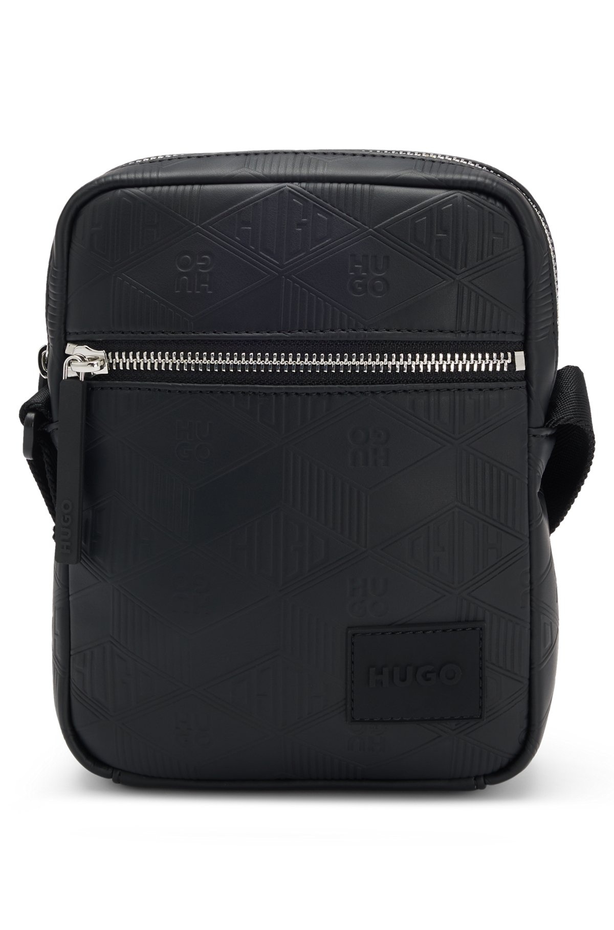 FAUX-LEATHER REPORTER BAG WITH STACKED AND GEOMETRIC LOGOS - 2