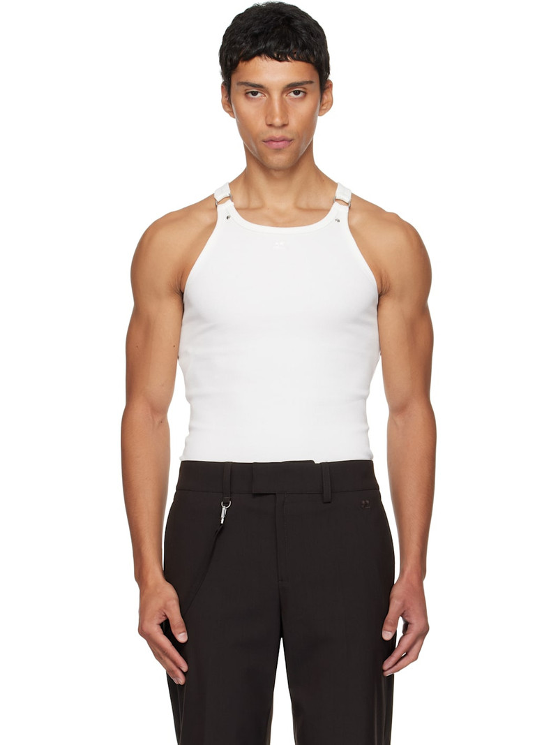 White Buckle 90's Rib Tank Top 1