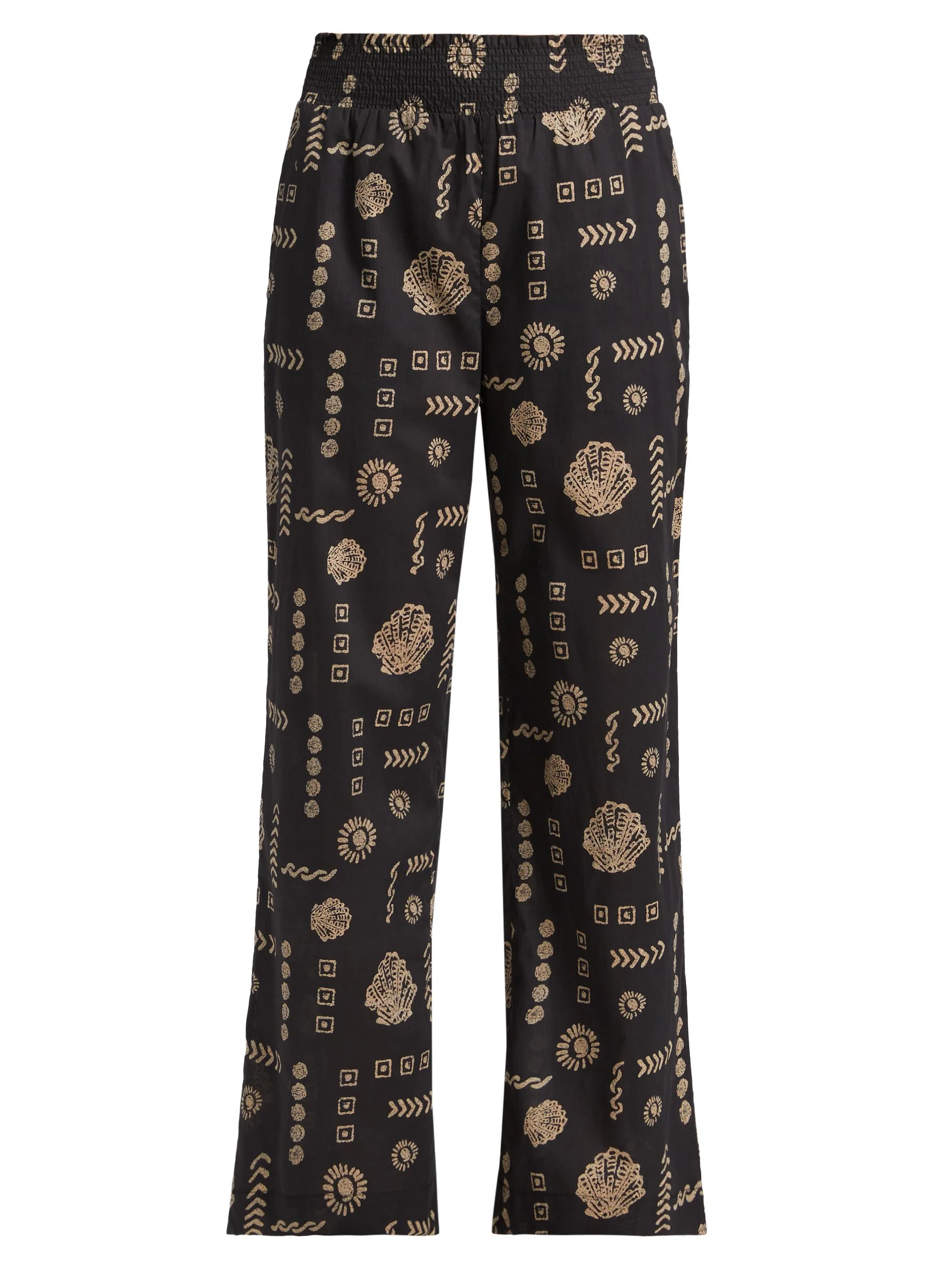 Women's Brendon Abstract Cotton Straight Pants - Beach Shells - 1
