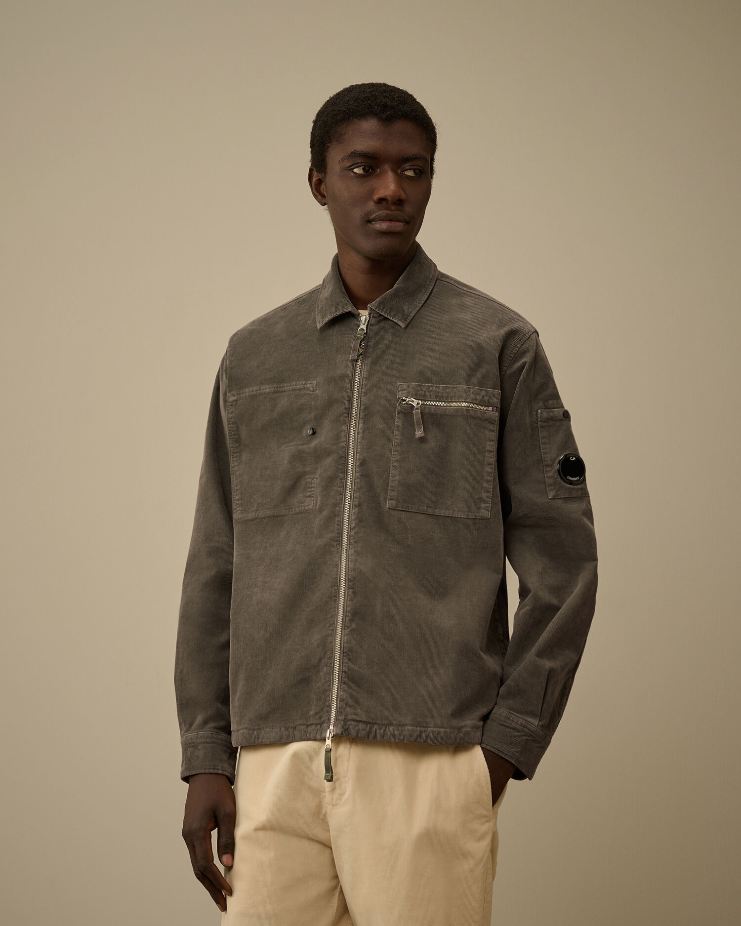 Corduroy Lens Zipped Overshirt - 3