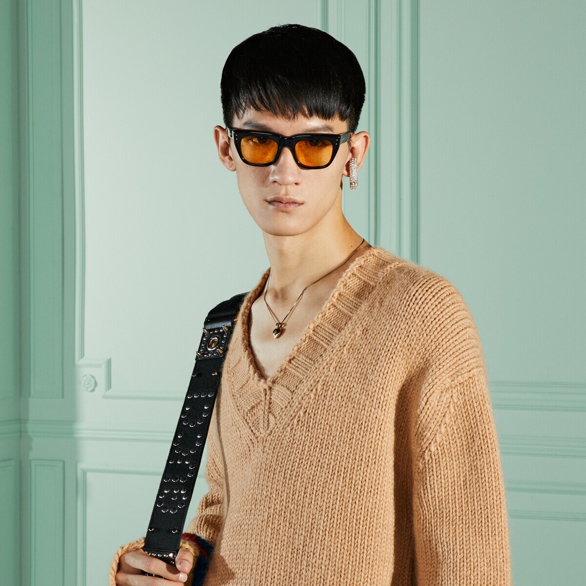 Fine wool sweater with Web - 4