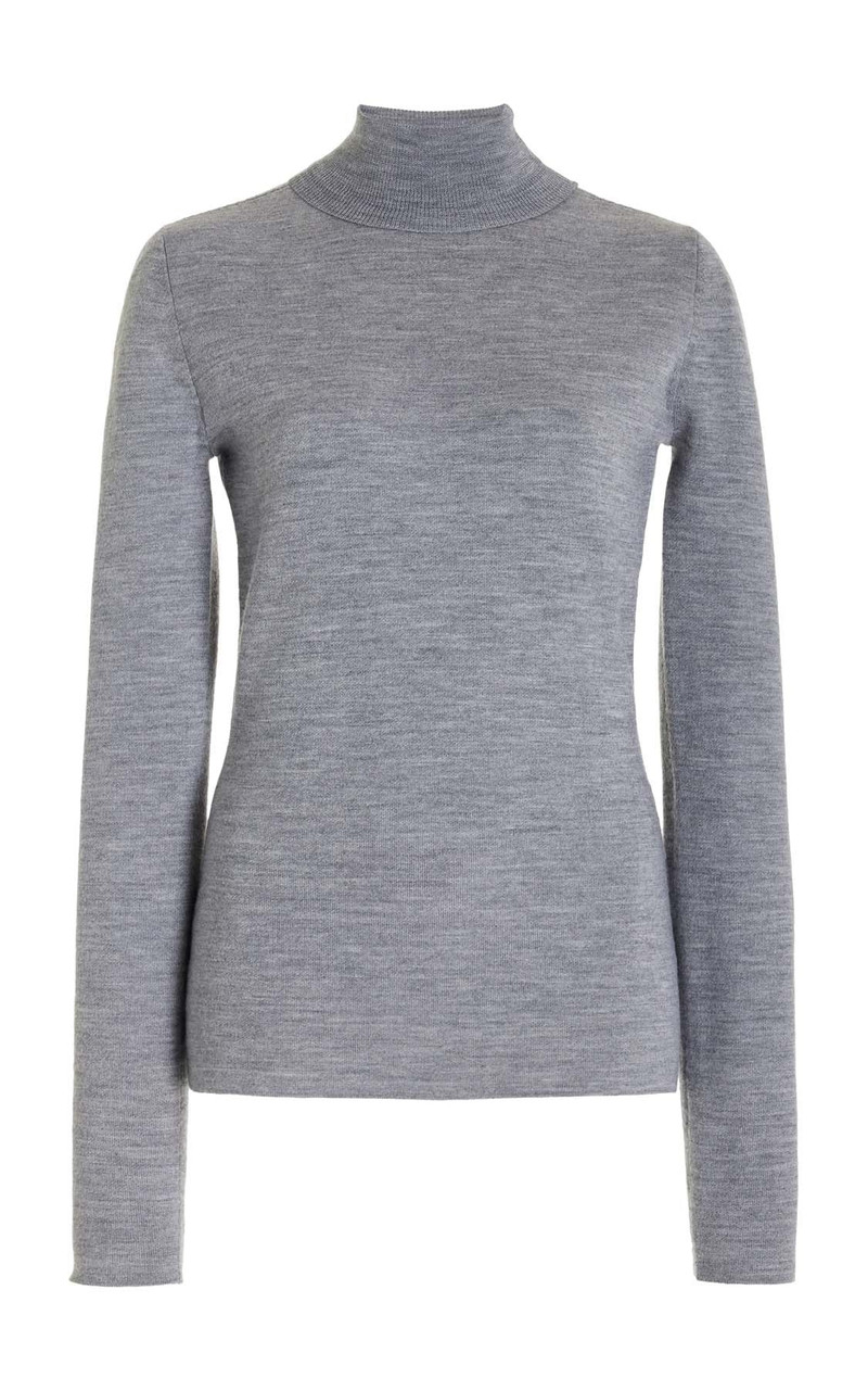 May Turtleneck in Heather Grey Cashmere Wool - 1