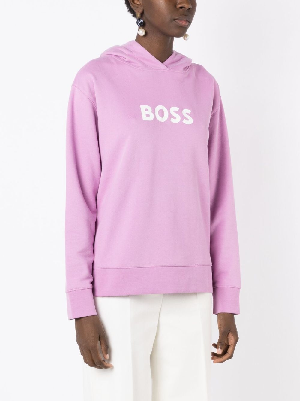 logo-print cotton hoodie - 3