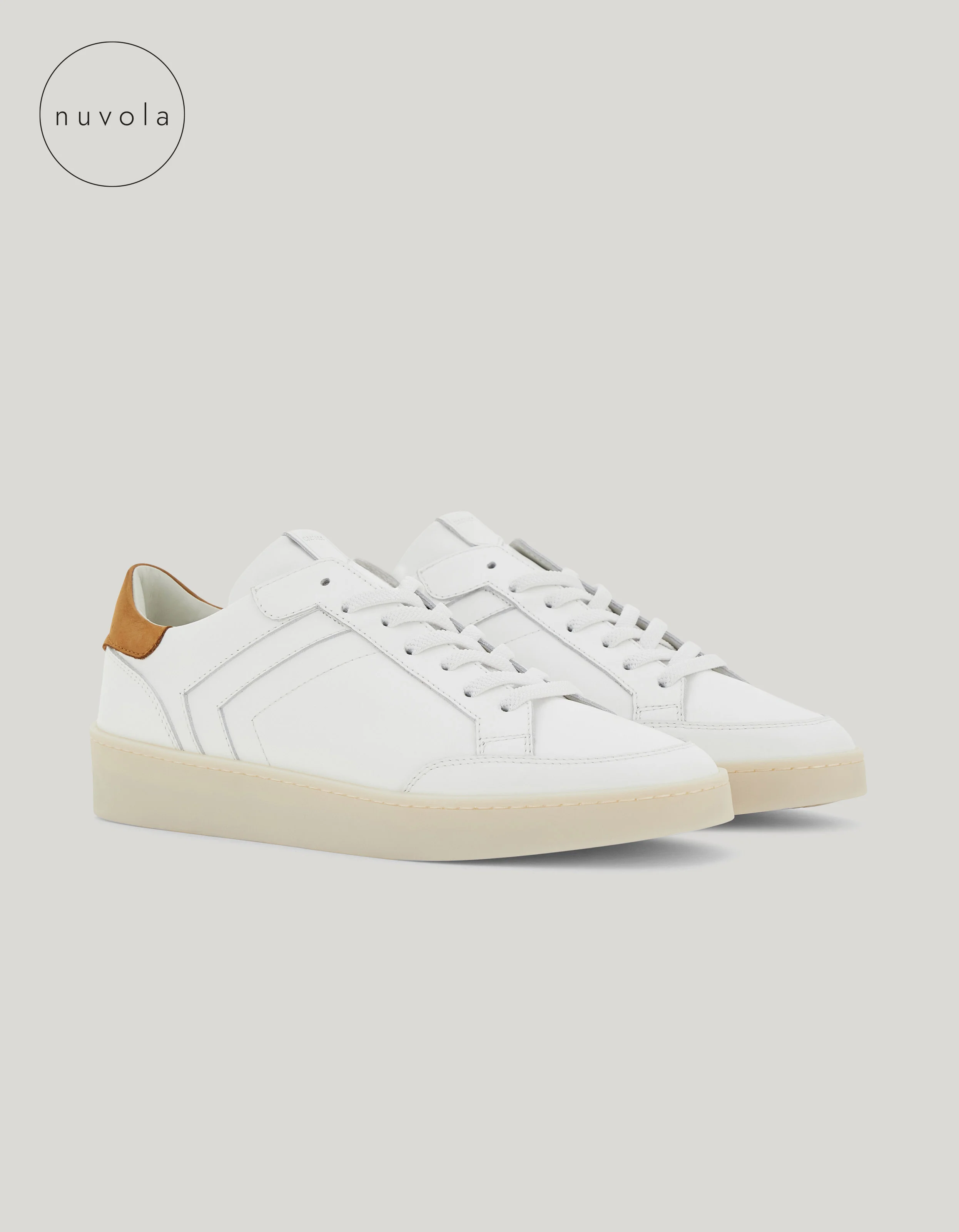 CANALI NUVOLA WHITE AND BROWN CALFSKIN SNEAKERS - 1