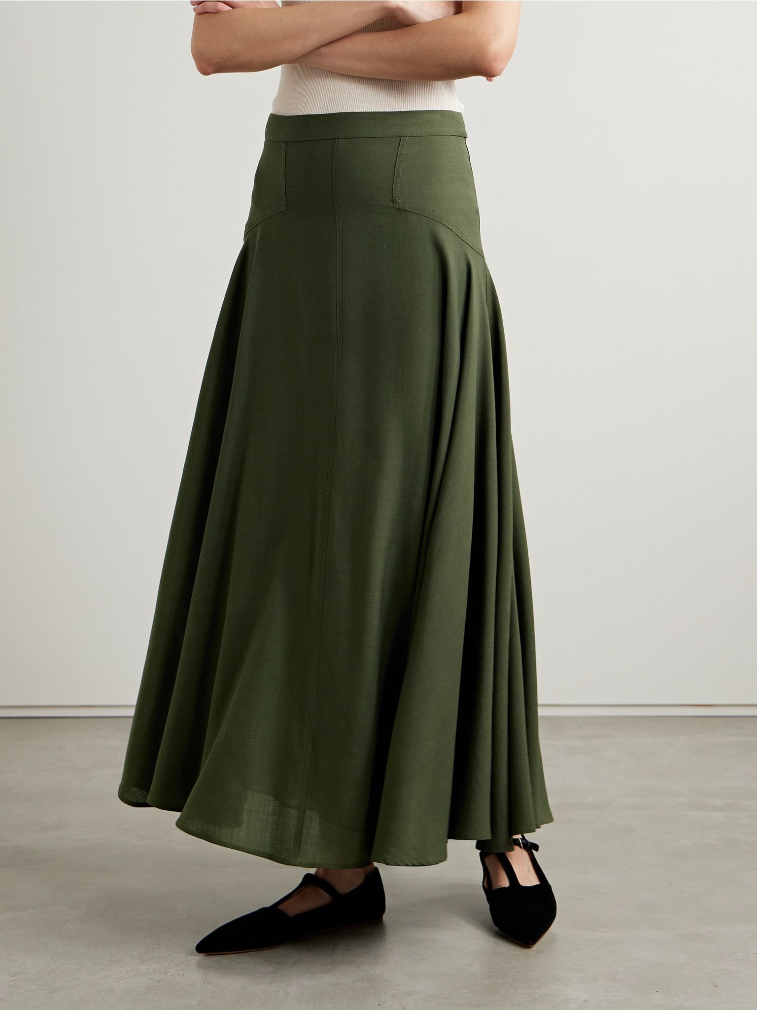 Wool-crepe maxi skirt Green - 3