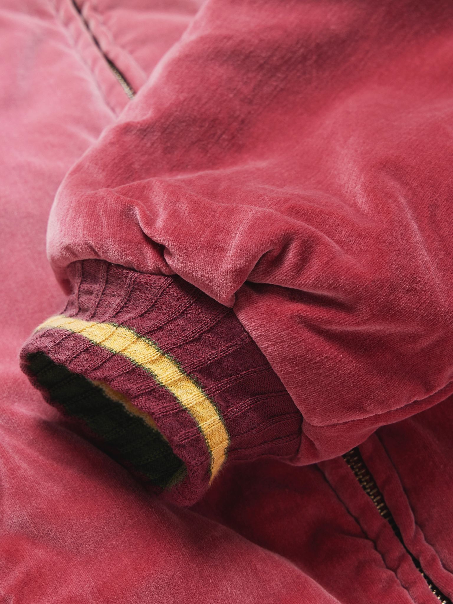 Logo-Embroidered Zip-Detailed Cotton-Velvet Bomber Jacket Pink - 4