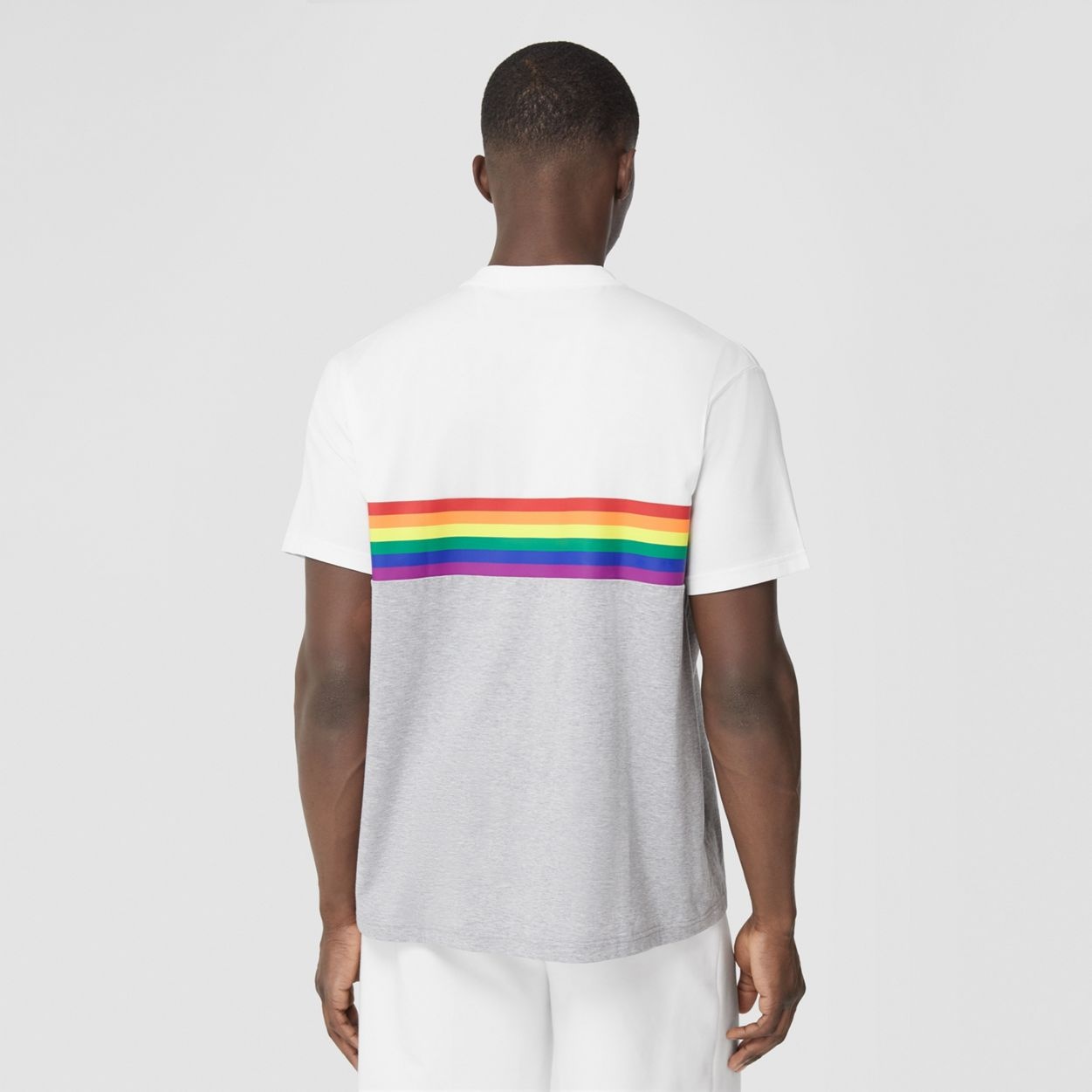 Rainbow Stripe Print Cotton T-shirt – Unisex - 5