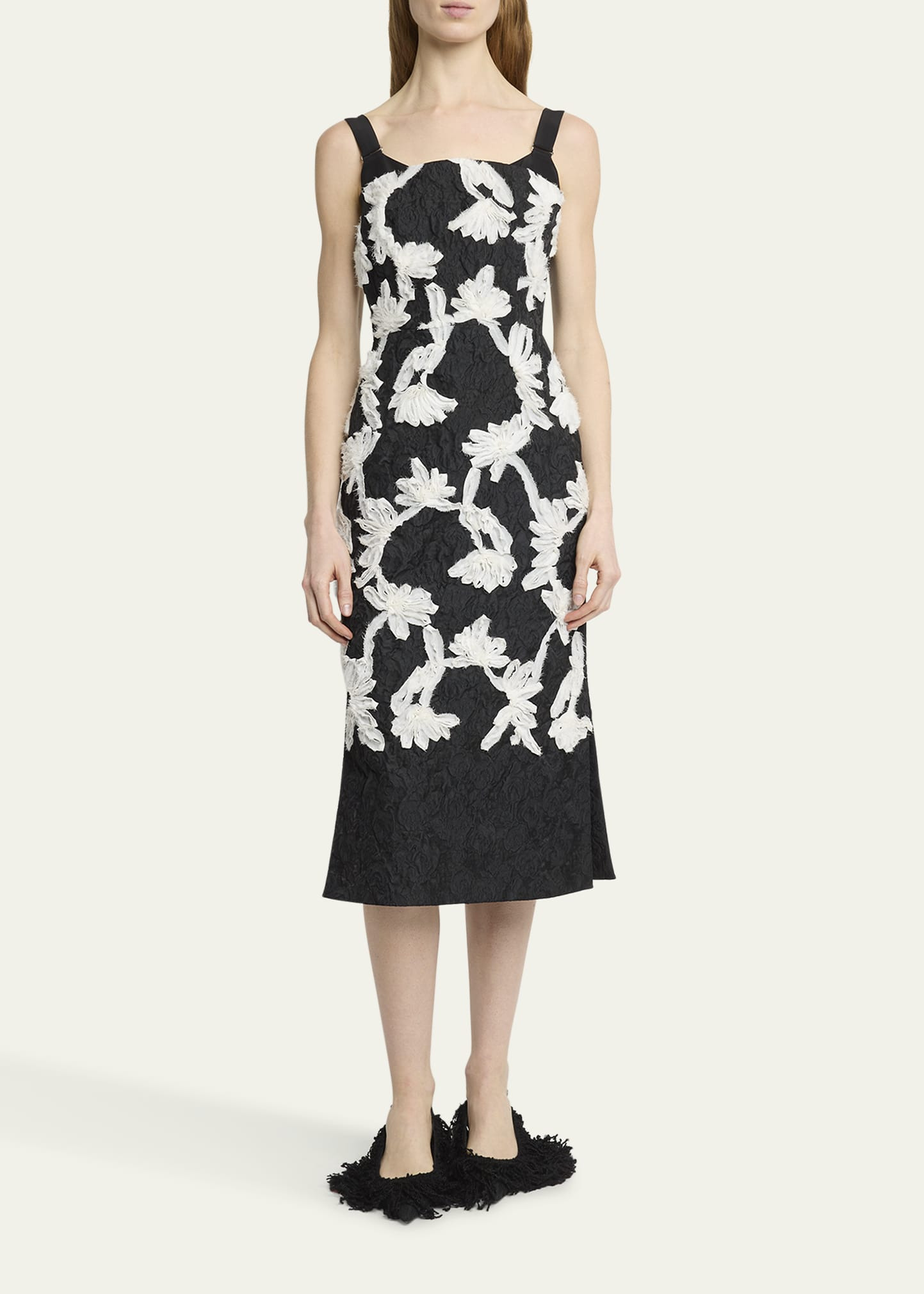 Sleeveless Cloque Midi Cocktail Dress - 2