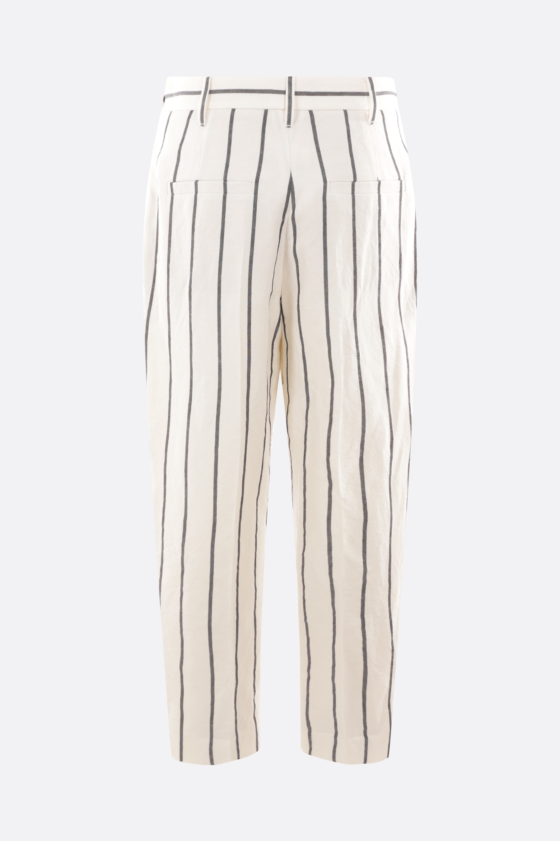 PINSTRIPED LINEN AND COTTON PANTS - 2