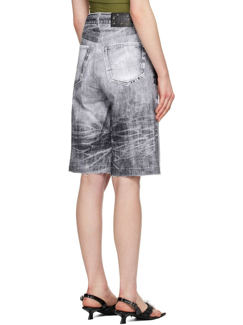 Black Lace Paneled Denim Shorts 3