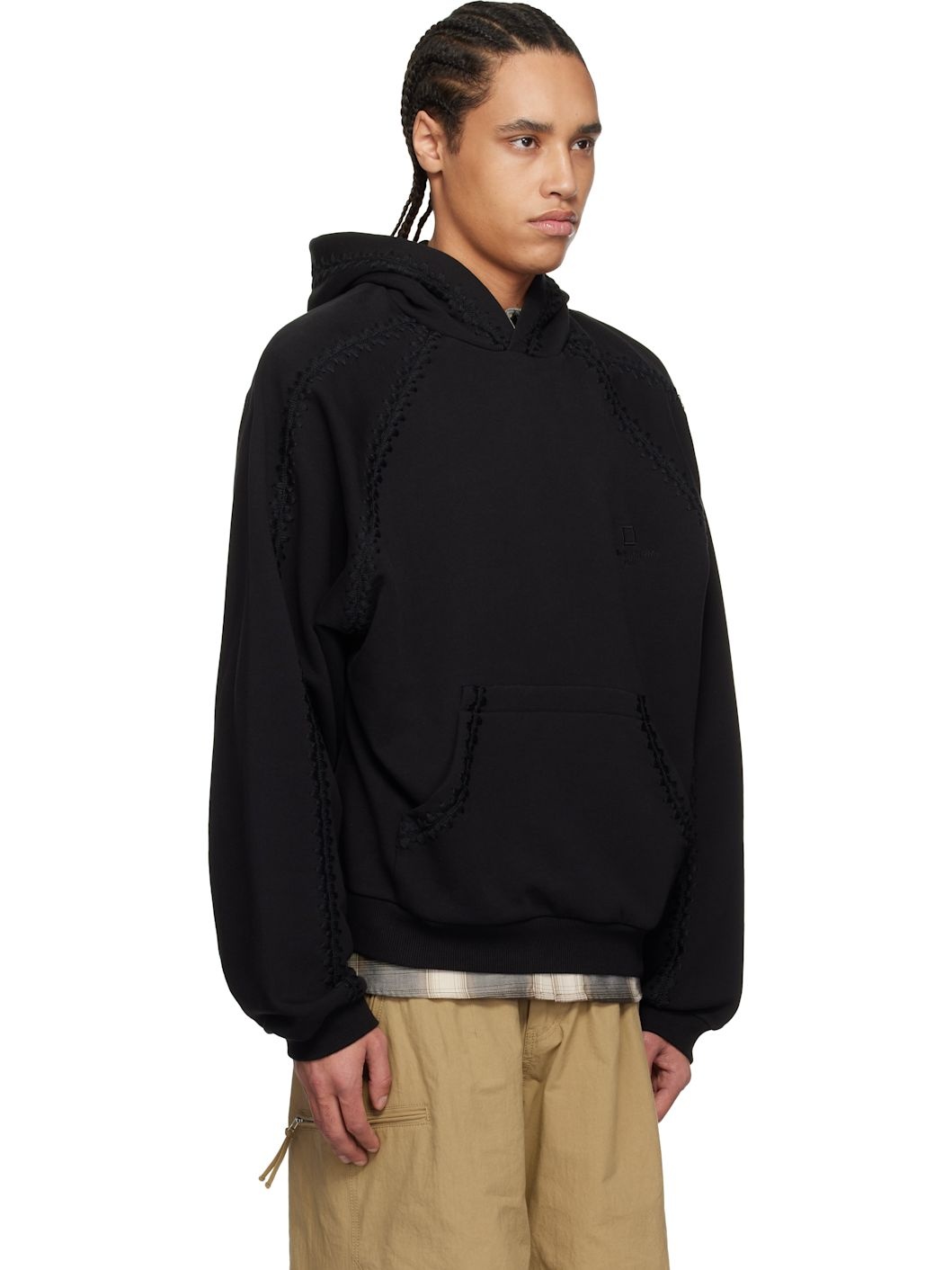 Black Line Embroidered Hoodie - 2