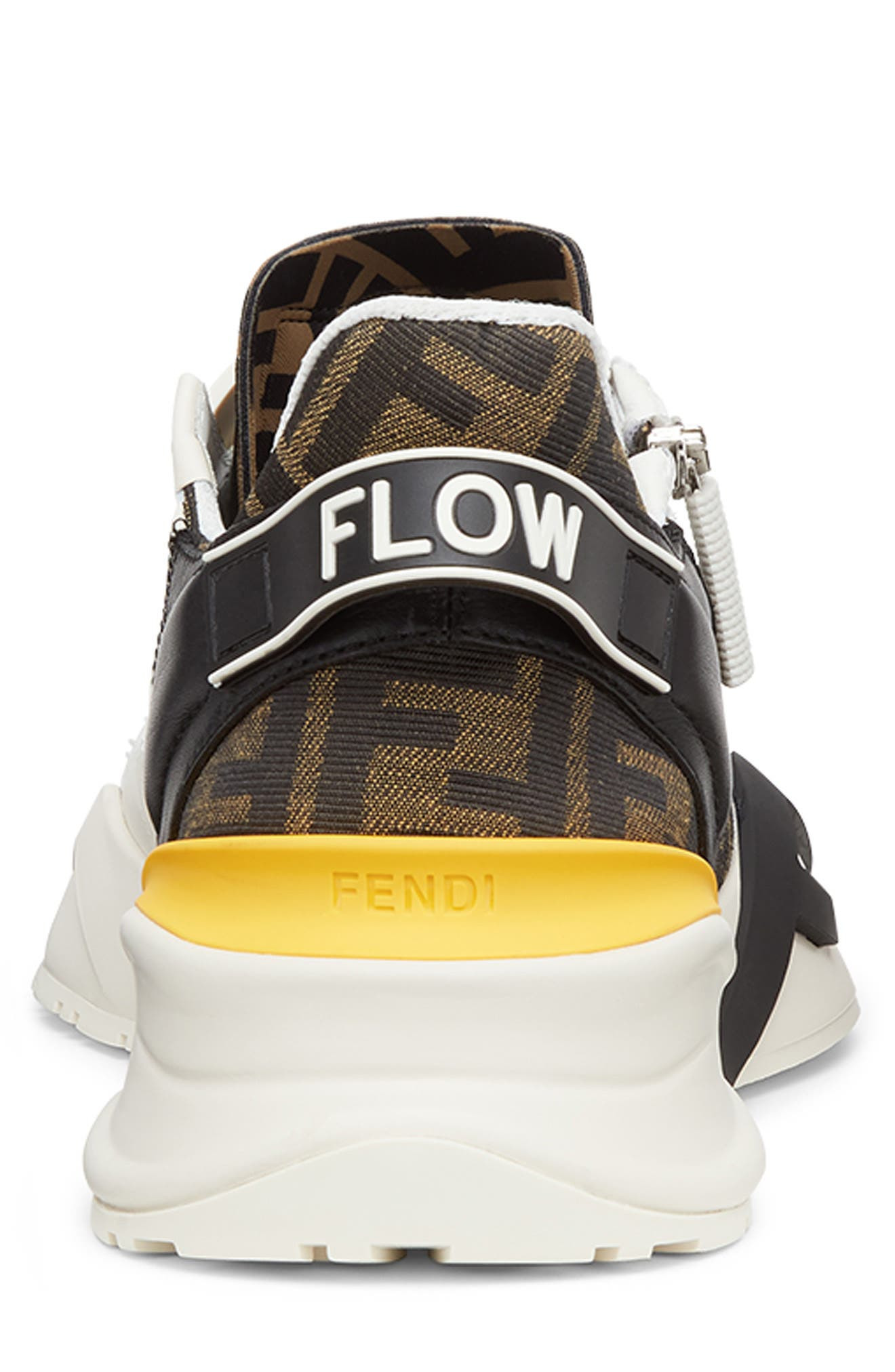 Fendi Flow Logo Low Top Sneaker in White/Yellow at Nordstrom - 4