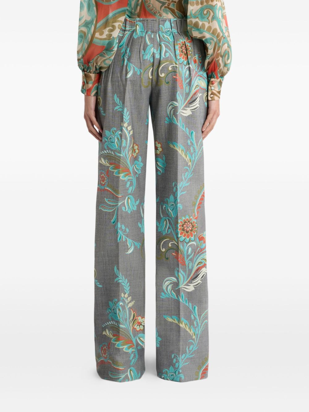 floral-print pleated trousers - 4