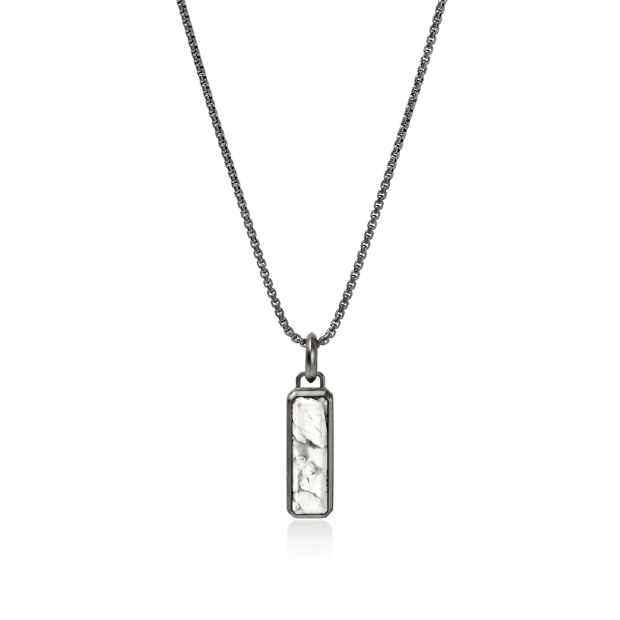 Howlite Talisman Necklace, Dark Silver - 1