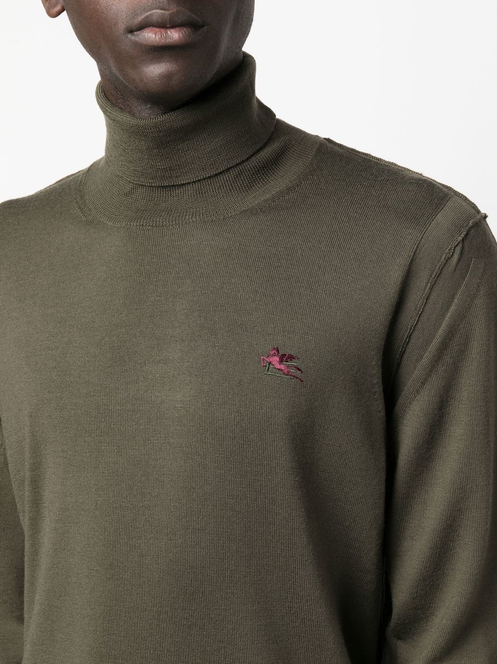 logo-embroidered roll-neck jumper - 5