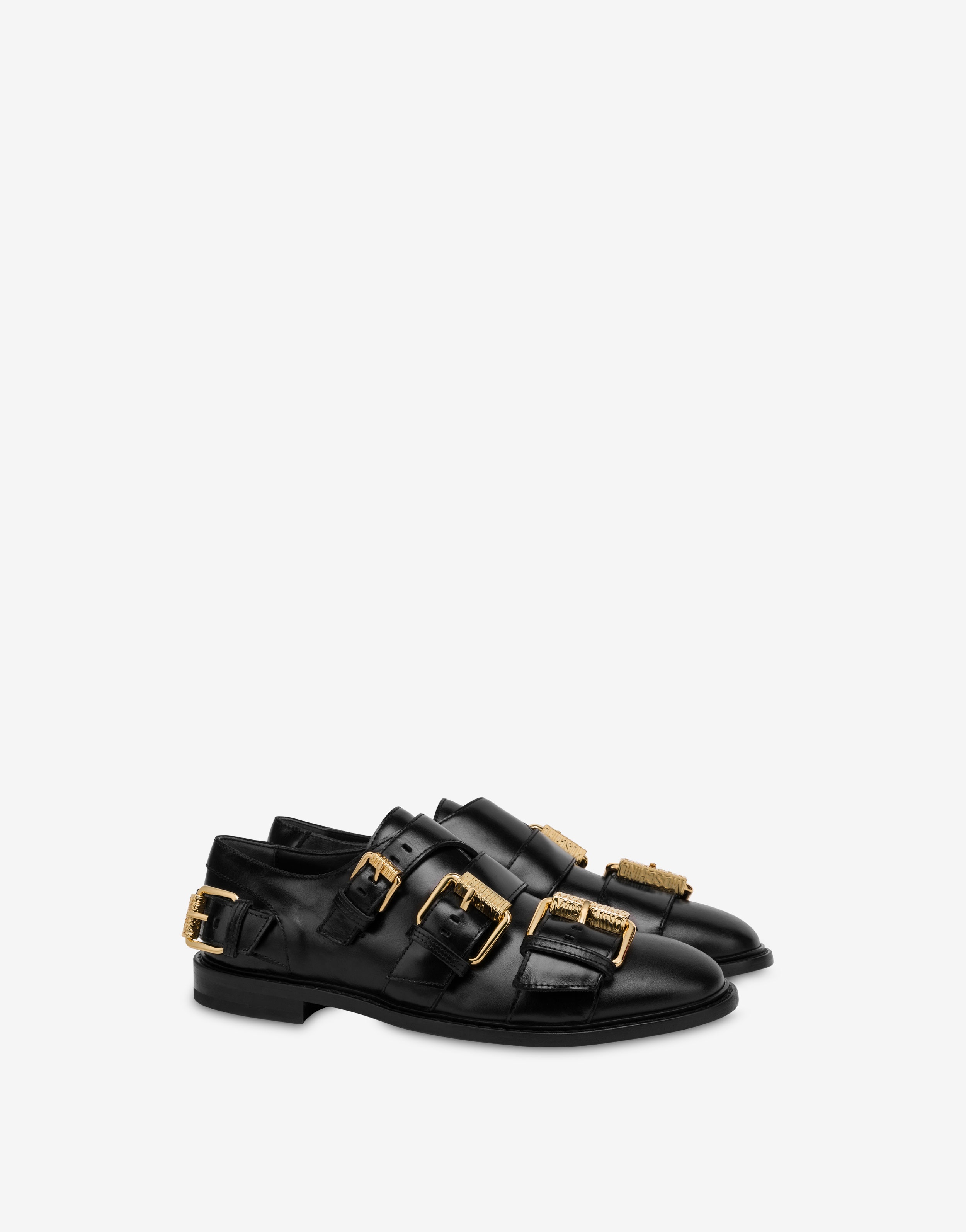 MULTI BUCKLES SHINY CALFSKIN LOAFERS - 1