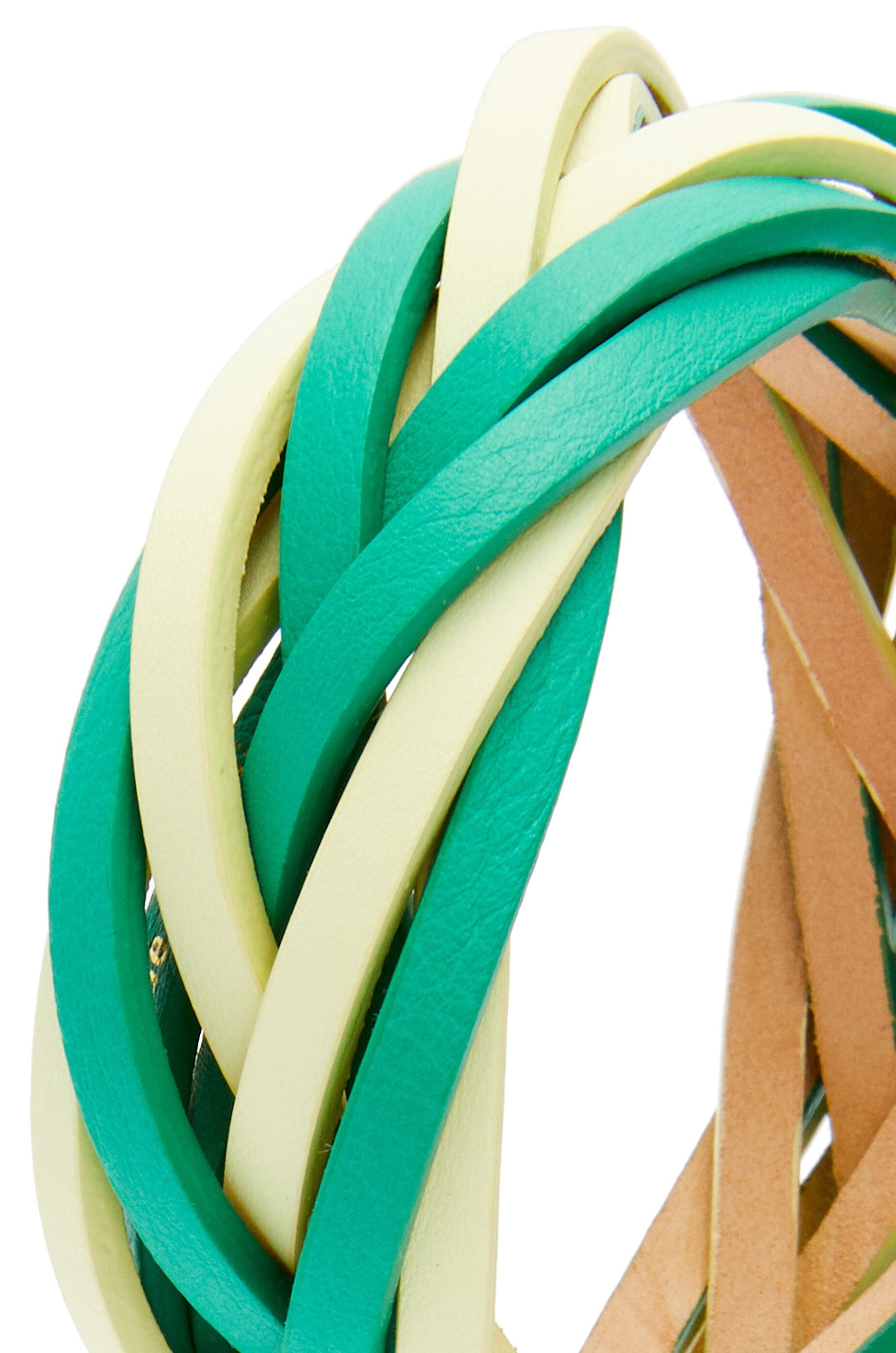 Bicolour braided bangle in calfskin - 3