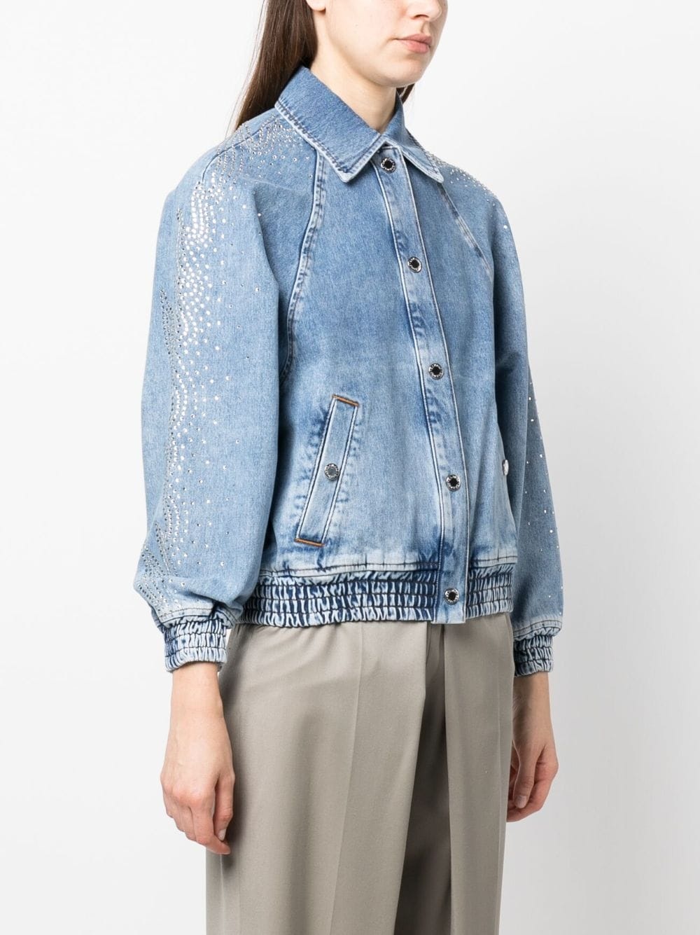 crystal-embellished denim jacket - 3