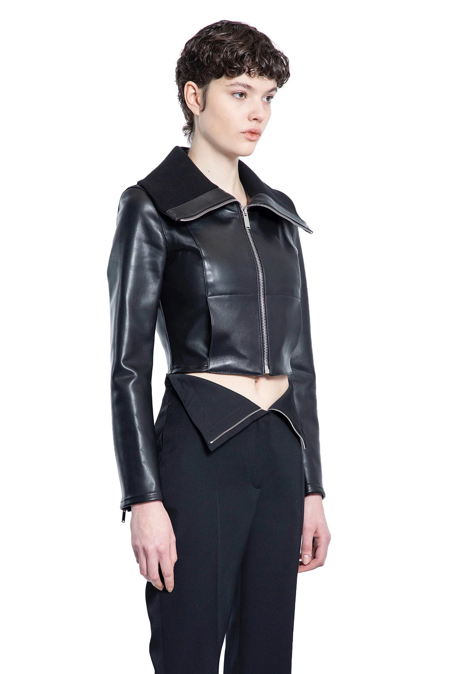 Folded-Collar-Leather-Jacket - 2