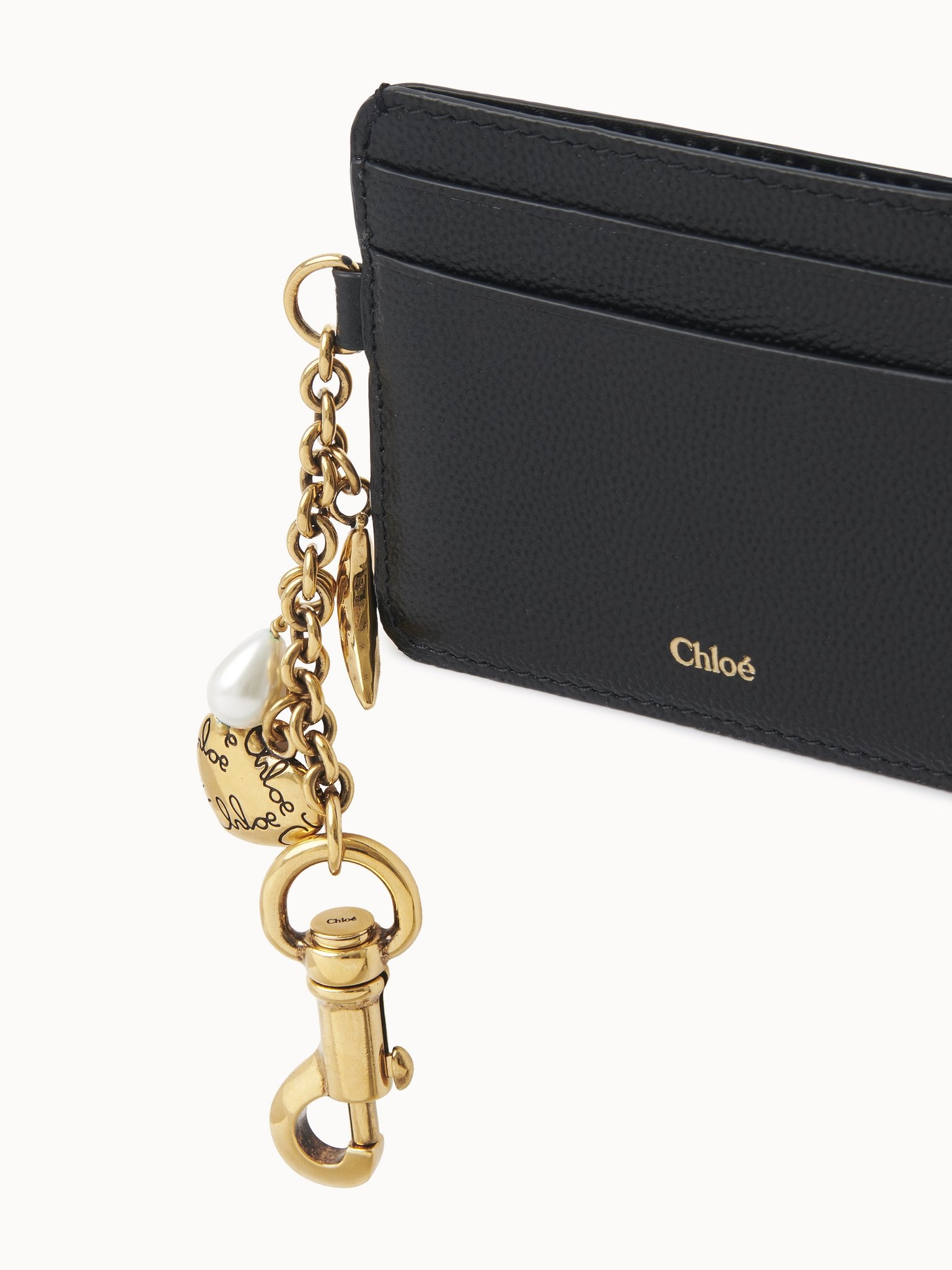 CHLOÉ CHARMS CARD HOLDER IN GRAINED LEATHER - 5