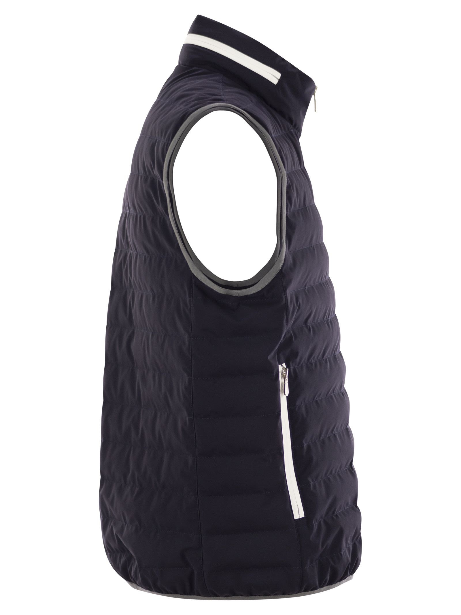 Brunello Cucinelli Men Sleeveless Nylon Down Jacket With Logo And Removable Hood - 3