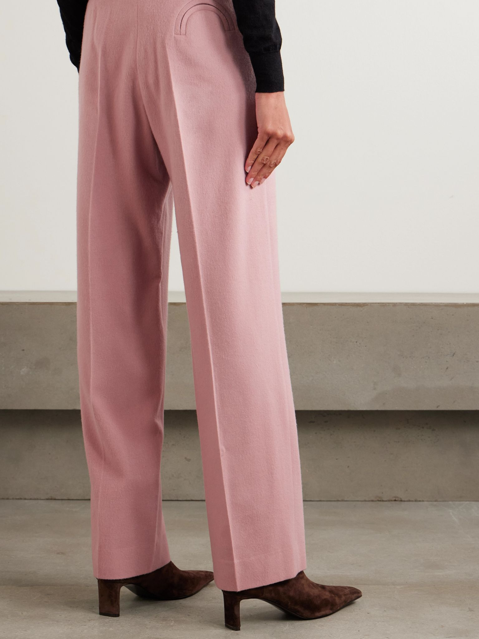 Fox pleated wool and cashmere-blend tapered pants Pink - 4