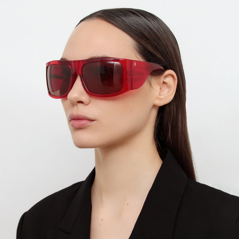 LINDA FARROW Andre Oversized Sunglasses in Red outlook