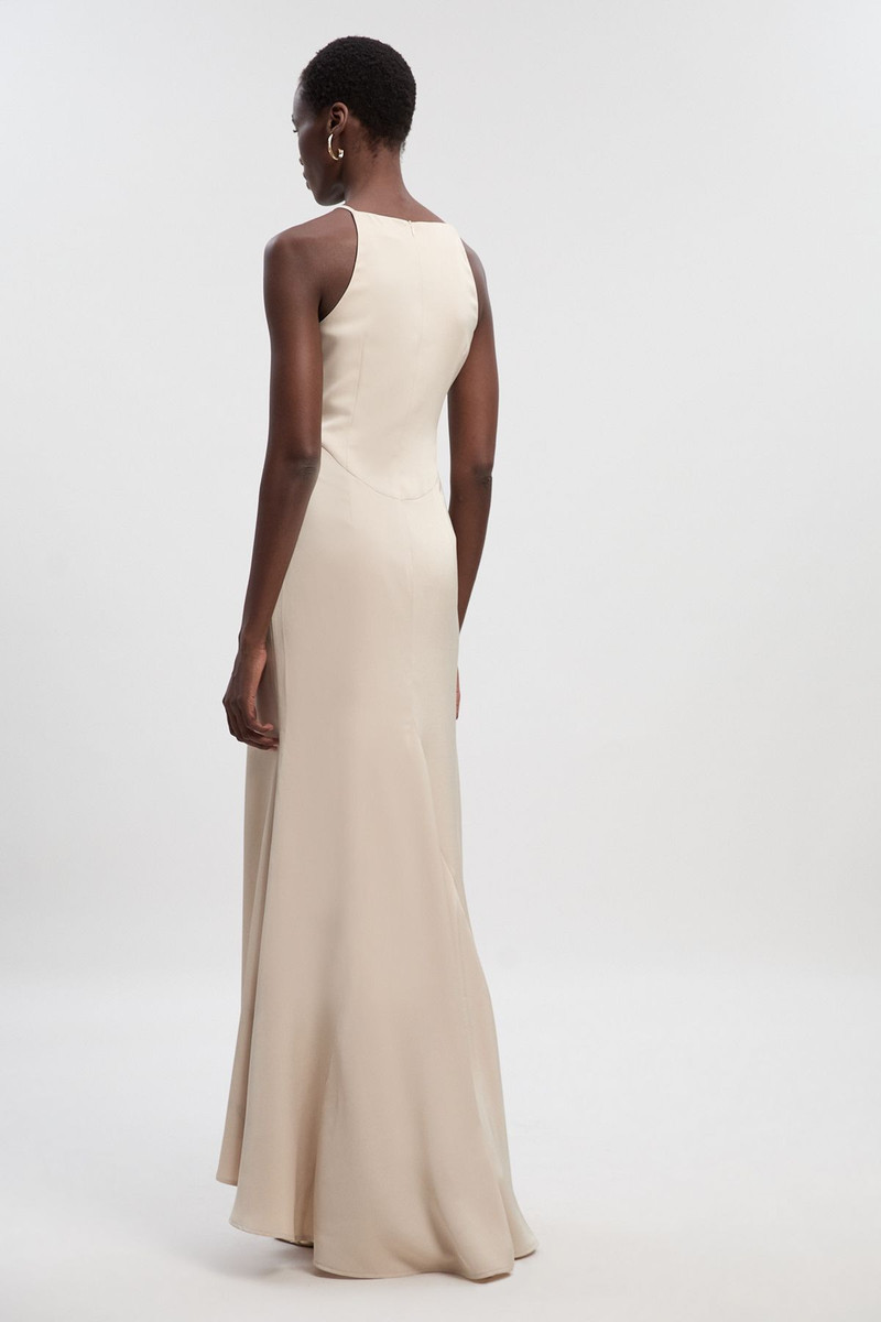 Satin Back Crepe Column Woven Maxi Dress 4