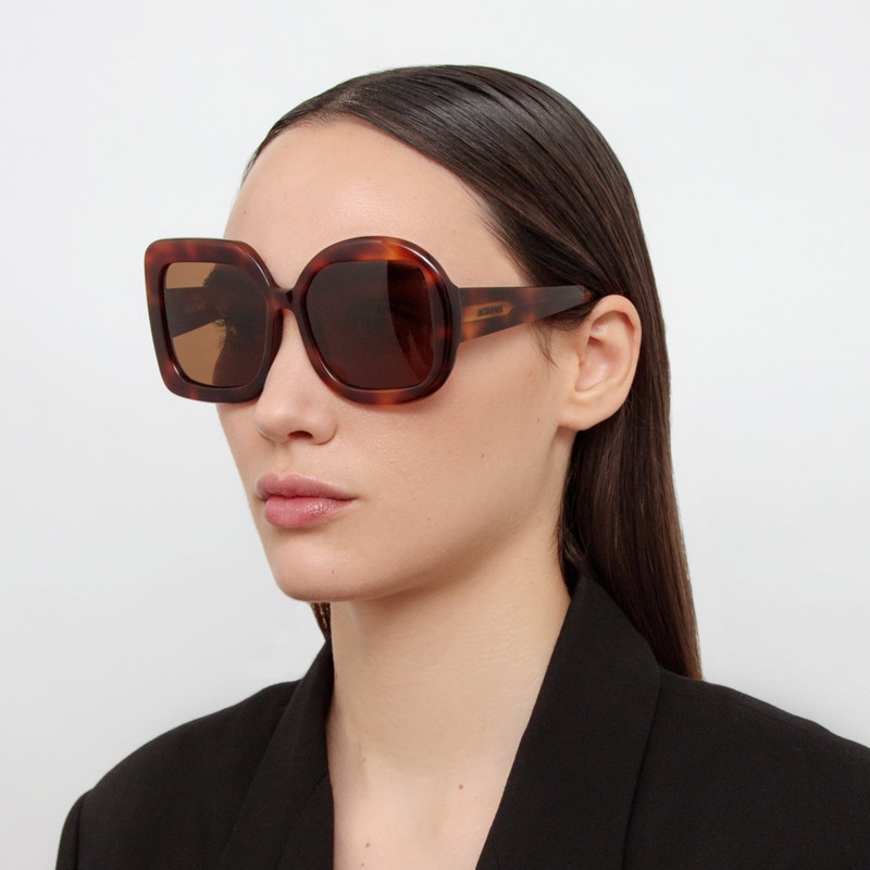 JACQUEMUS Carre Rond Square Sunglasses in Tortoiseshell outlook