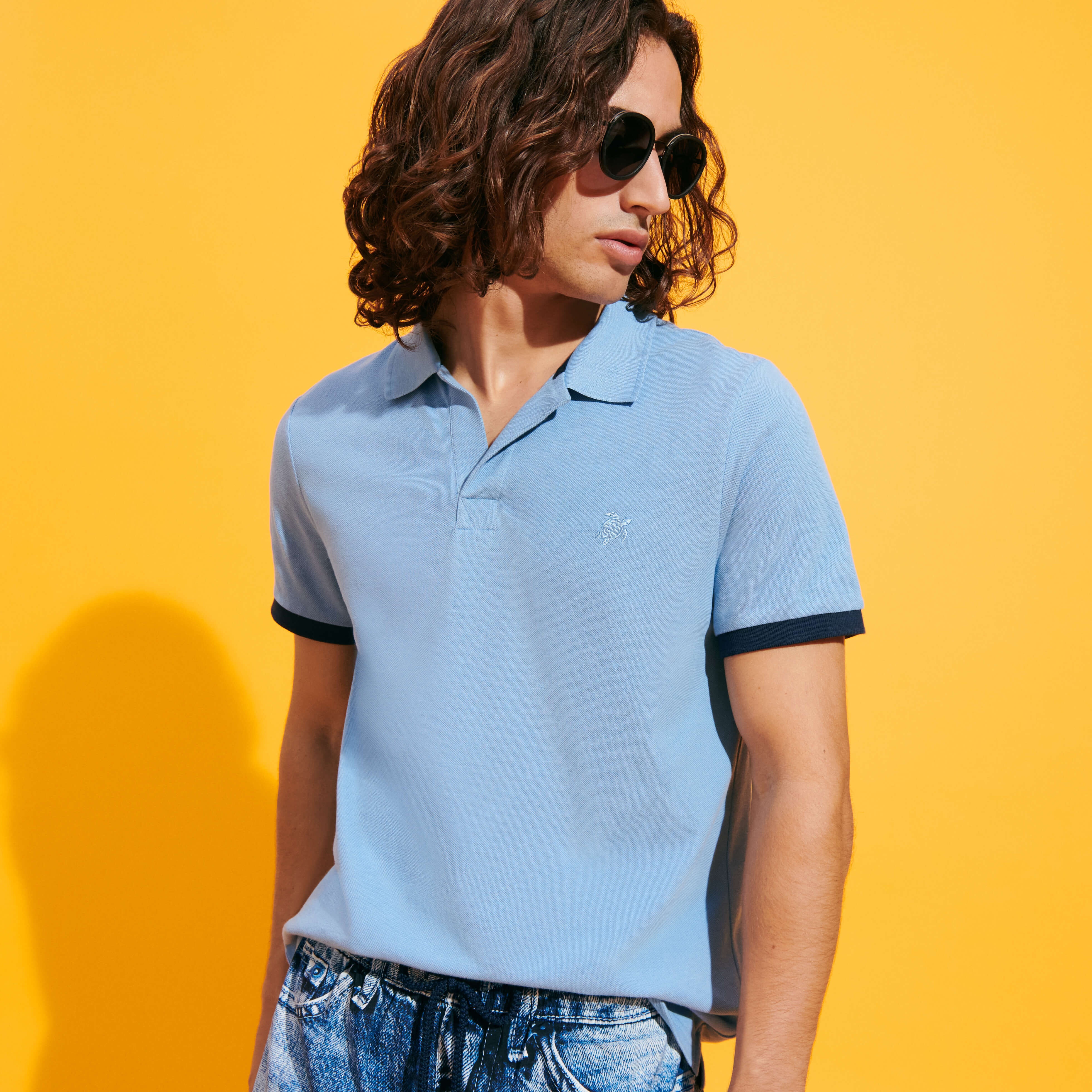 Men Cotton Pique Polo Shirt Solid - 5