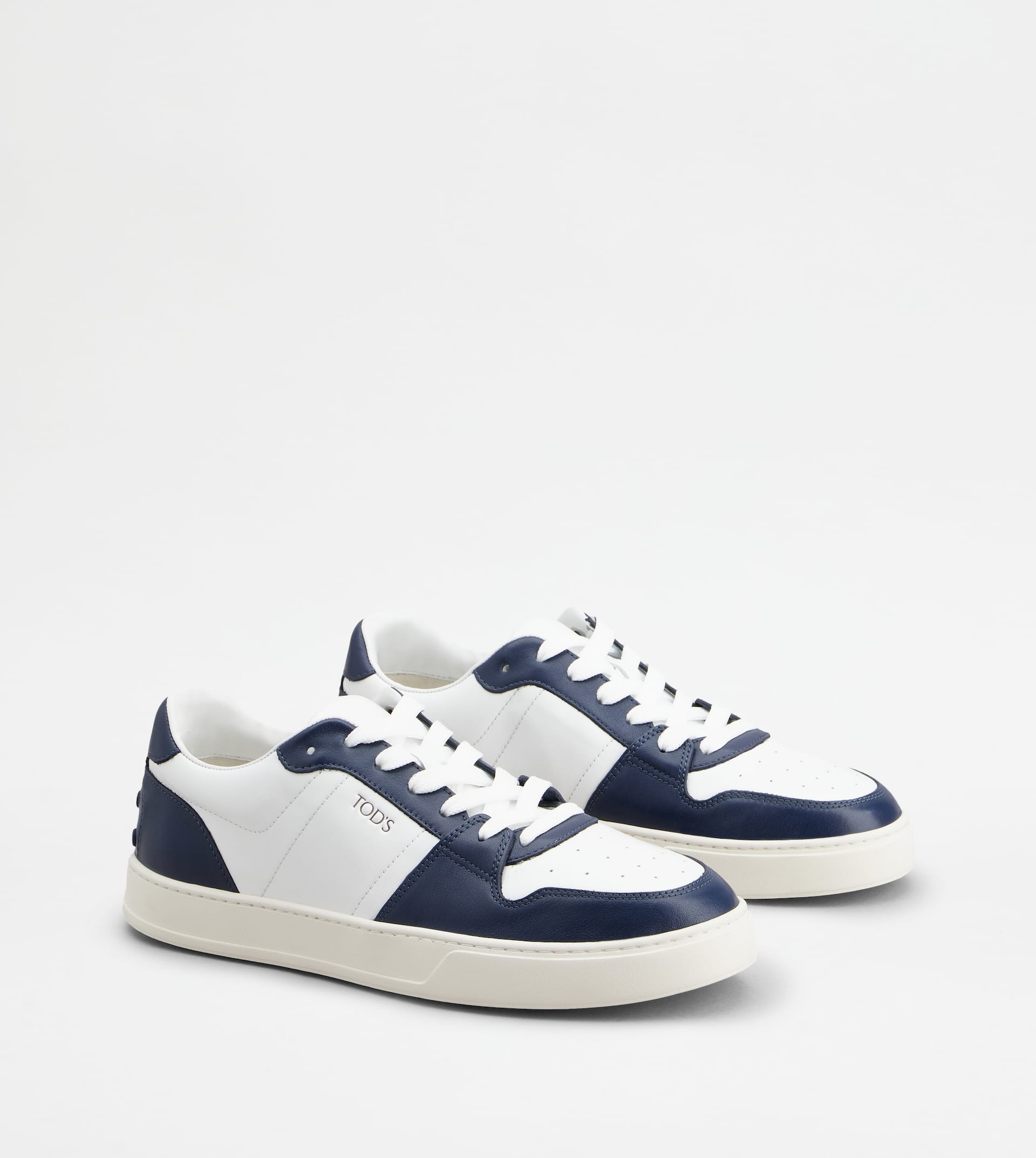 SNEAKERS IN LEATHER - WHITE, BLUE - 2