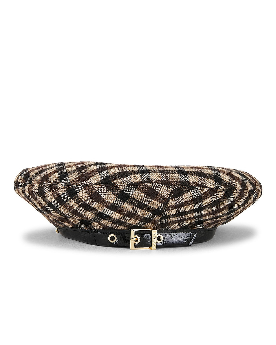 Checked Wool Mix Beret - 3