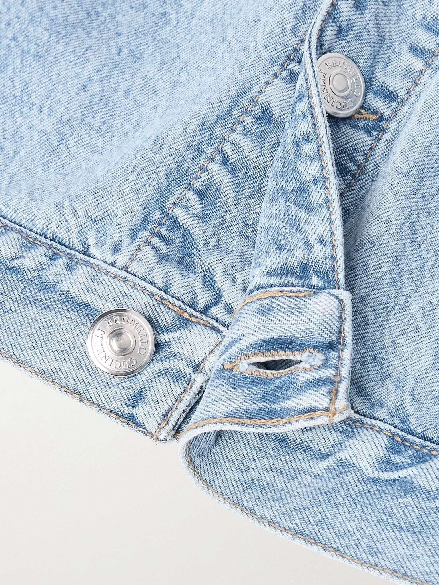Slim-Fit Suede-Trimmed Denim Jacket Blue - 5